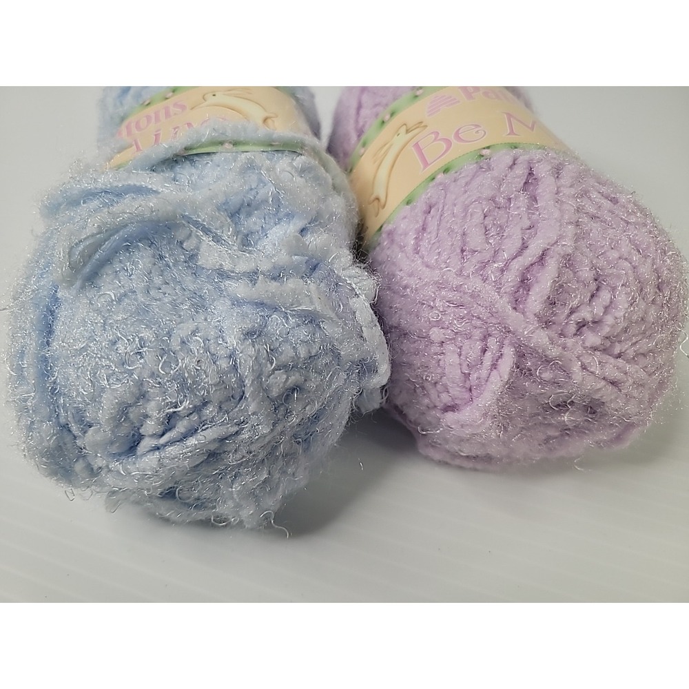 2 Patons Be Mine Yarn Skeins Lovely Lilac 1.68 oz & Cuddly Blue 1.87 oz NEW - Picture 3 of 5